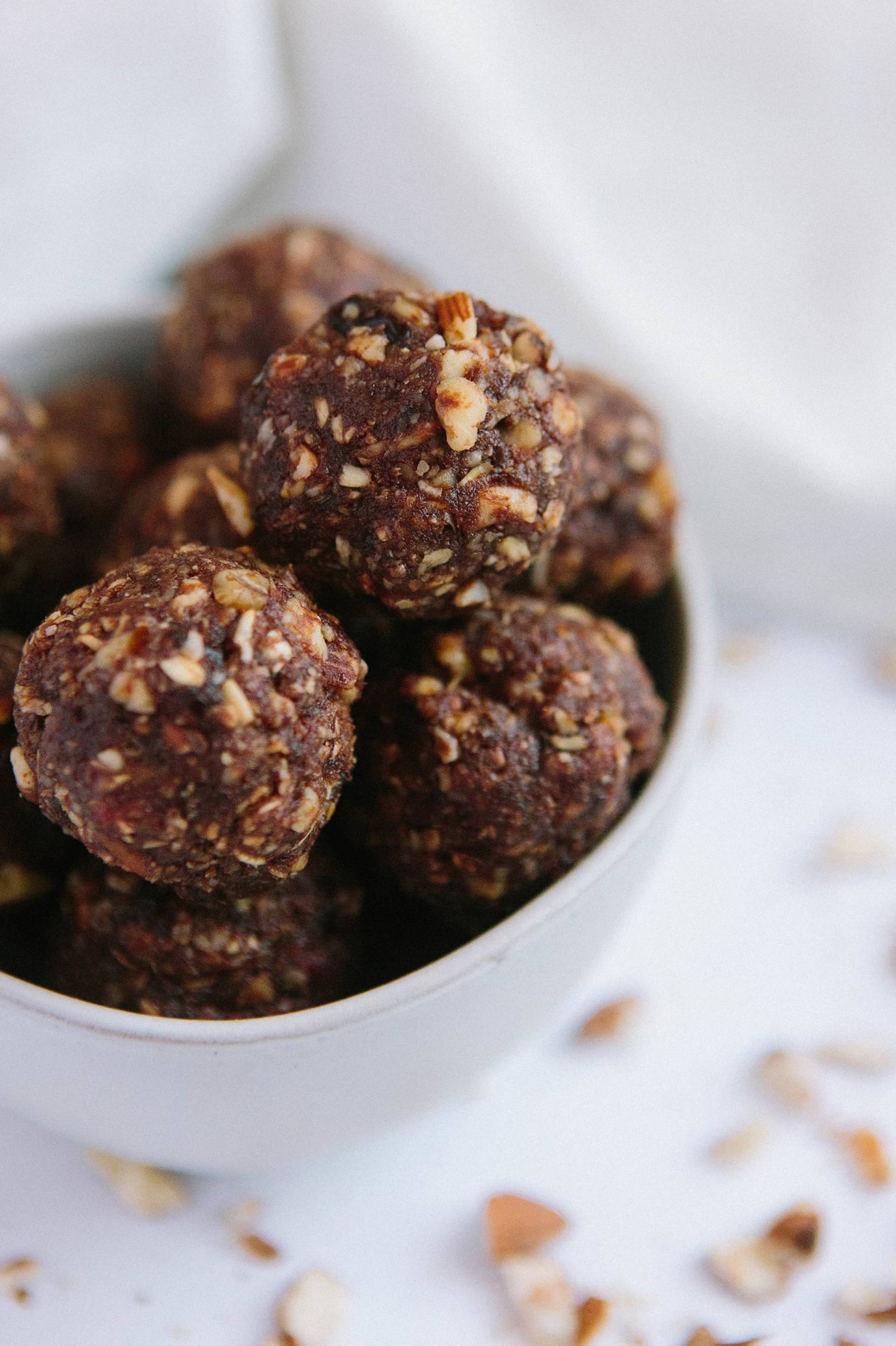 Chocolate + nuts energy balls