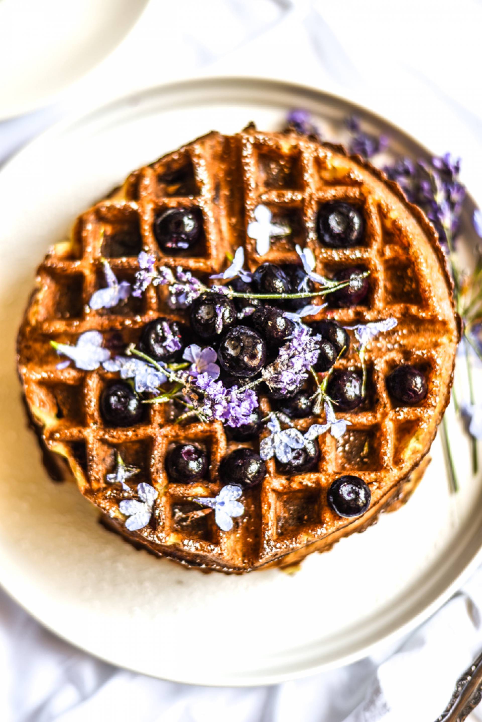 Lavender waffles + macadamia & cashe butter
