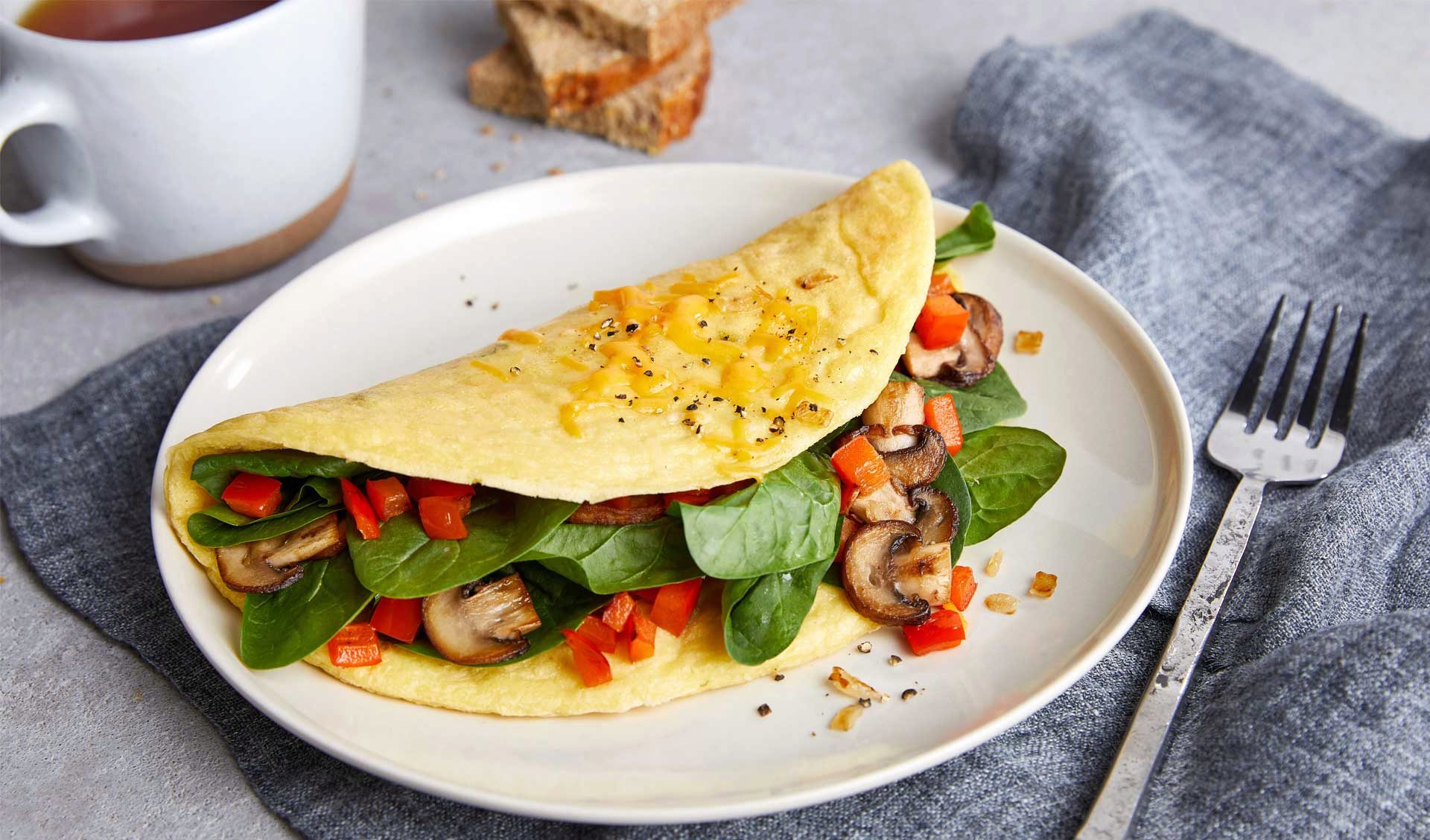 Vegan omelette con vegetales + pancakes (vegan)